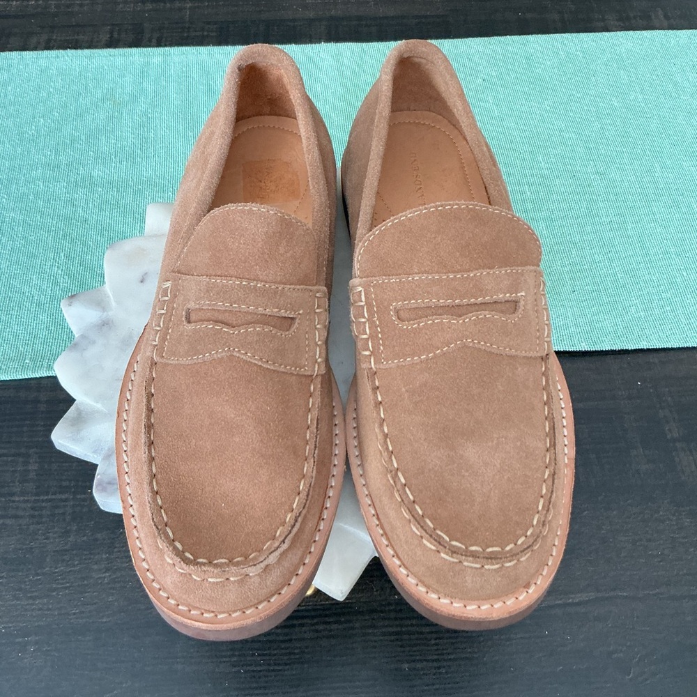 Men's Suede Penny Loafers in Light Brown - Picture 3 of 6